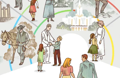 close-up of family history scenes with chart