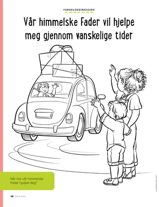 coloring page of boy waving while friend drives away