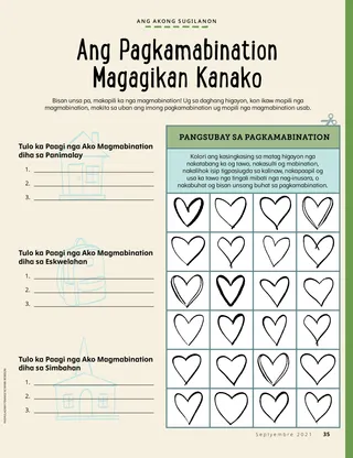 page with hearts to color in