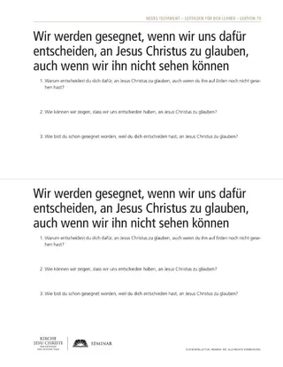 handout, Choose to Believe