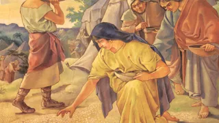 Israelites at gathering of manna