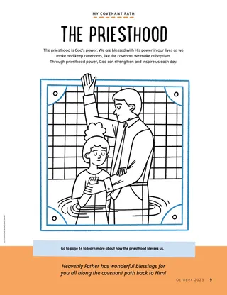 Coloring page of child getting baptized