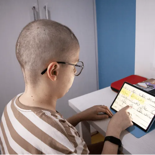 young man doing family history