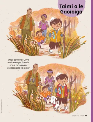 find the difference activity of boy and his family hiking