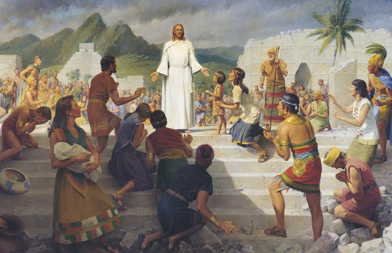 Jesus Christ visits the people of the Book of Mormon in the Americas