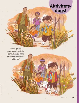 find the difference activity of boy and his family hiking