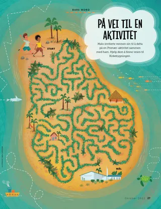 Tropical island maze leading to church building