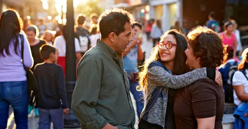 young woman and parents