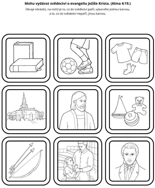 stránka s činnostmi: Mohu vydávat svědectví o evangeliu Ježíše Krista