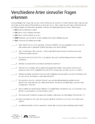 Arbeitsblatt: Verschiedene Arten sinnvoller Fragen erkennen