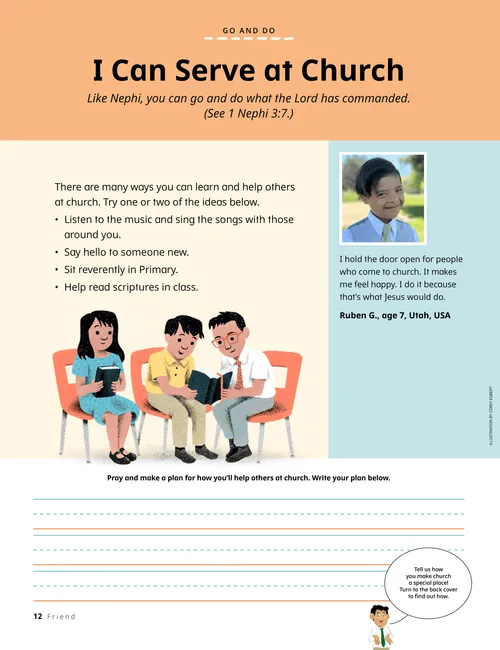 Page PDF with illustration of children in Sunday School