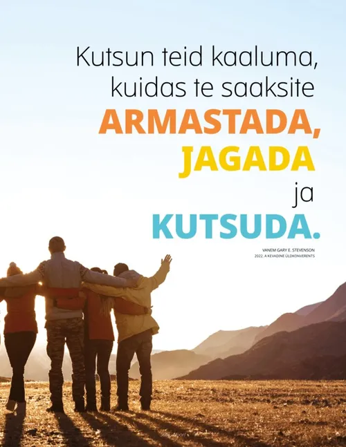 Plakat: inimkett, mis vaatab üle maastiku