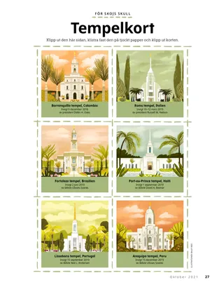 cut-out cards of temples