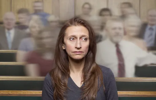 woman sitting at church