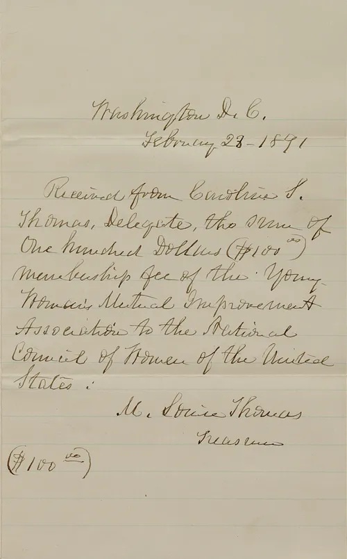 Receipt for payment of dues