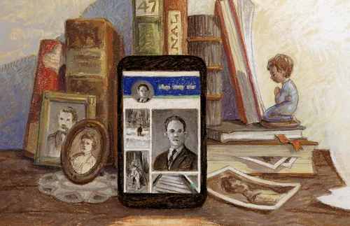 books, pictures, smartphone