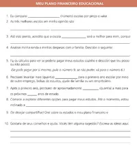 página do plano financeiro