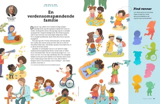 Børn, der udfører en række aktiviteter, f.eks. sport, håndarbejde og nyder naturen