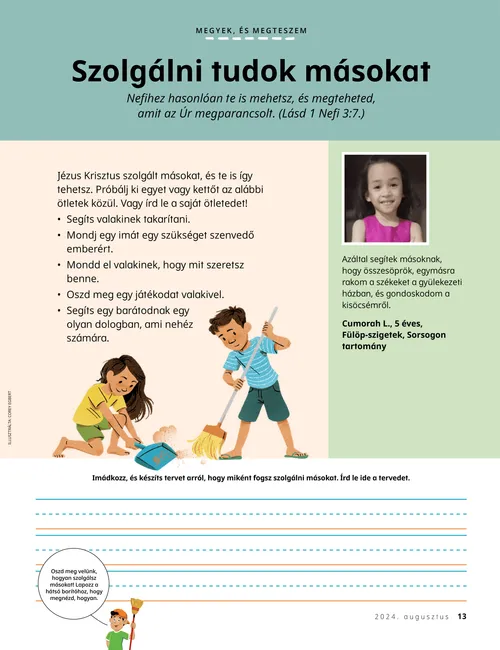 PDF-oldal egy fiúról és egy lányról, akik egy seprűvel és lapáttal takarítanak