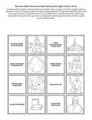 tegevusleht: ma saan aidata Taevase Isa lastel Tema juurde tagasi tulla