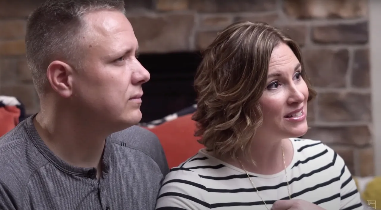 A mother talking about her family while sitting next to her husband