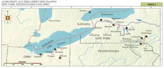 Ausschnitt aus dem Gebiet der Staaten New York, Pennsylvania und Ohio