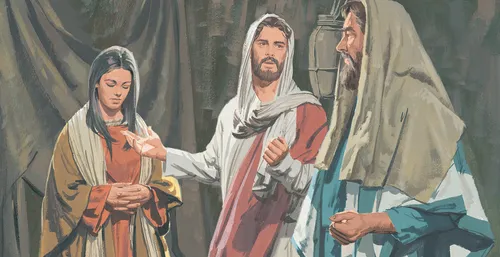 Jesus talking to man