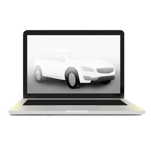 laptop computer with a car on the screen