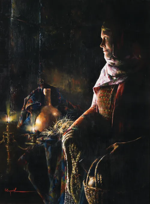 Abigail sitting next to a lamp