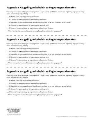Kaugalingong Pagsusi sa Pagkamapasalamaton nga handout