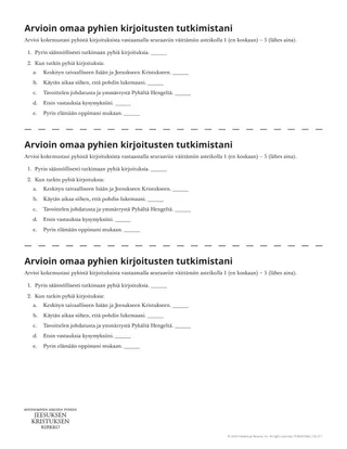 Arvioin omaa pyhien kirjoitusten tutkimistani