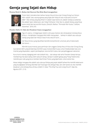 Gereja yang Sejati dan Hidup