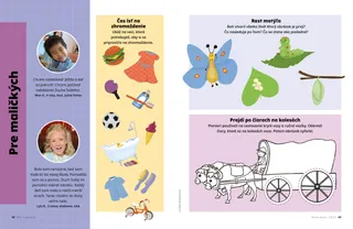 Strana PDF s maľovankou krytého vozňa, aktivitou o motýľovi, ktorú treba vyriešiť, a aktivitou o rozhodnutiach v sabatný deň