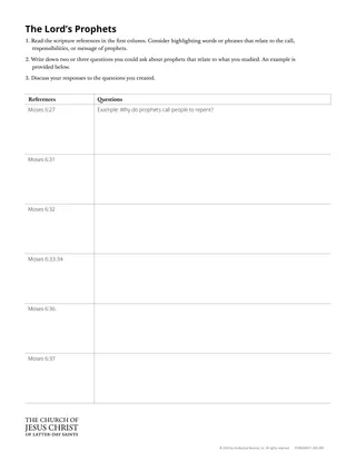 The Lord’s Prophets handout