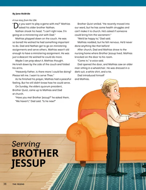 Page PDF of a boy giving the sacrament to a man sitting in a wheelchair