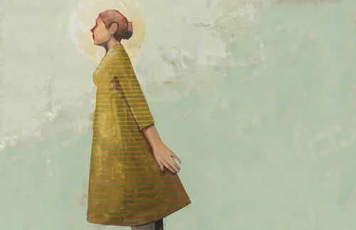 woman standing on a ledge