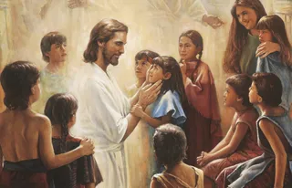 Christ and the Book of Mormon Children, by Del Parson