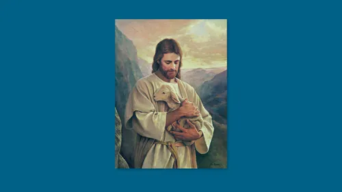 Jesus holding a lamb
