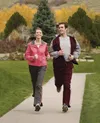 two people running