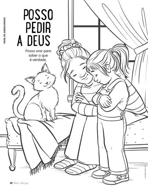 Página para colorir em PDF de uma mulher e uma menina orando