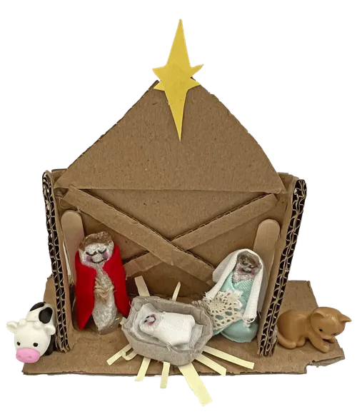 Child’s craft model of the stable in Bethlehem