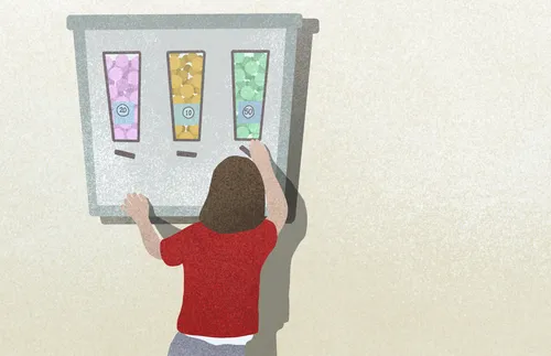 child selecting candy