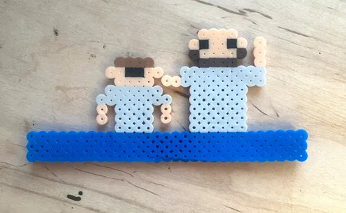 Baptism scene made with plastic beads