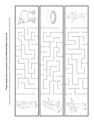 página de atividades: Posso ajudar Jesus a encontrar e trazer de volta Sua ovelha perdida