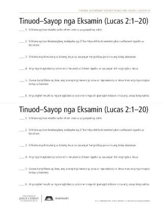 handout, tinuod-o-sayop nga eksamin