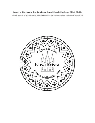 stranica aktivnosti: Ja sam kršćanin