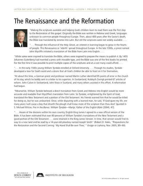 Handout: Renaissance and the Reformation