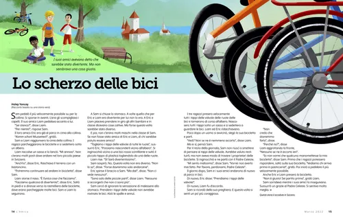 Storia PDF di bambini con le biciclette in un parco