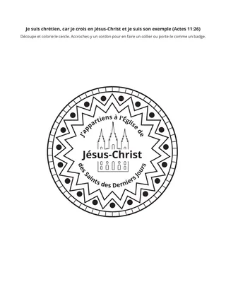 page d’activité : je suis chrétien car je crois en Jésus-Christ et je suis son exemple.