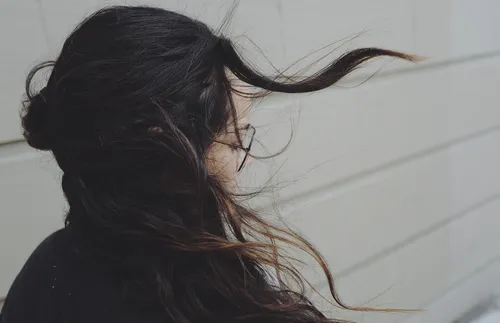 woman getting hair blown